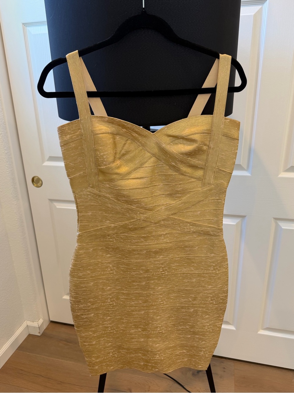 Gold bandage Dress- super flattering on